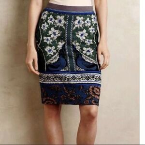 Anthropologie Moth Floral  Embroidered Skirt size XSP